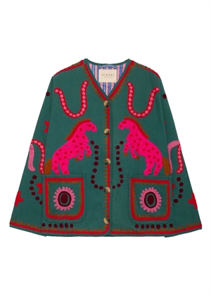 Maggie jakke Green Suzani Embroidery Sissel Edelbo 